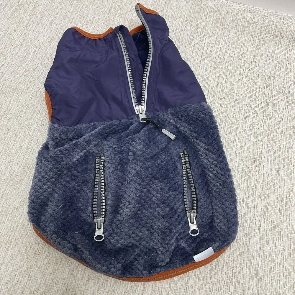 Top Paw Dog S Navy Orange Fleece Sweater **READ**